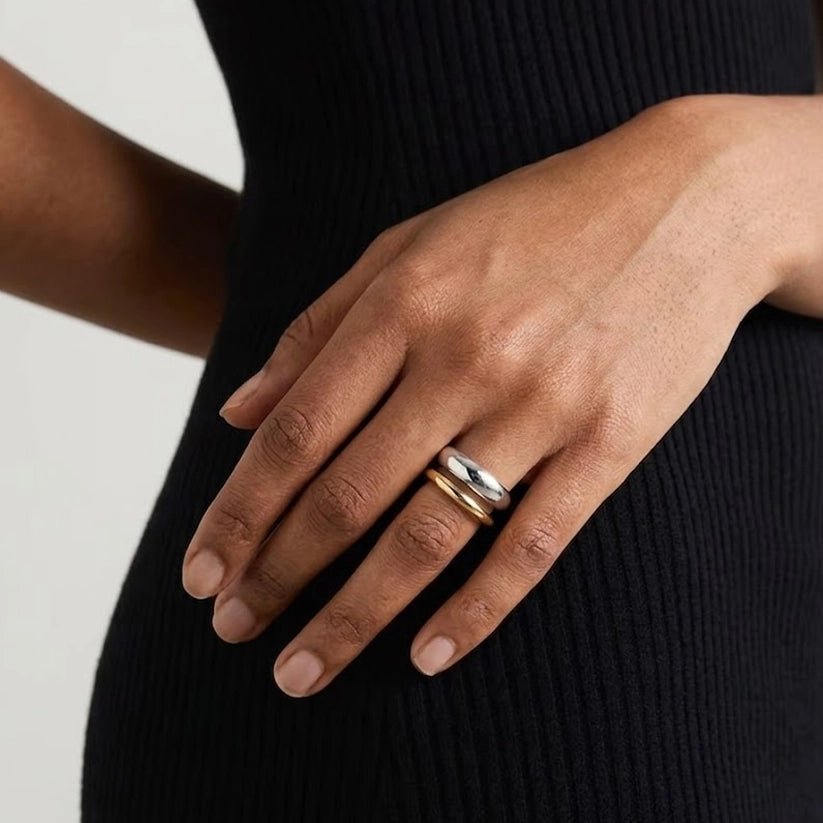 Dual Layer - Verstellbarer Ring in Silber- und Goldtönen