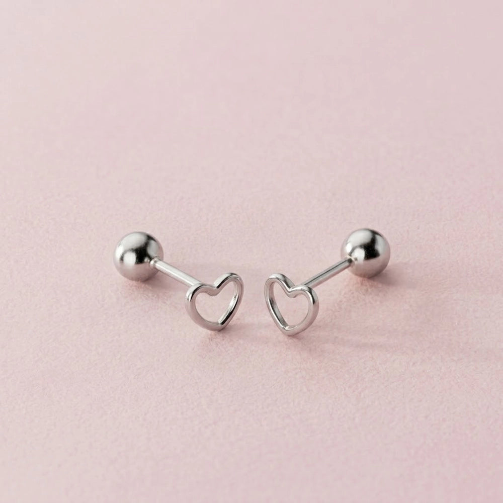 Endless Love – Stud earrings with hollow heart and screw backs
