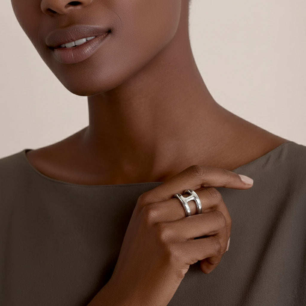 Horizon - Schlanker Ring mit geometrischem Muster