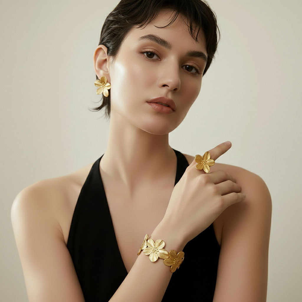 Magnolia - Oorbellen met grote bloem