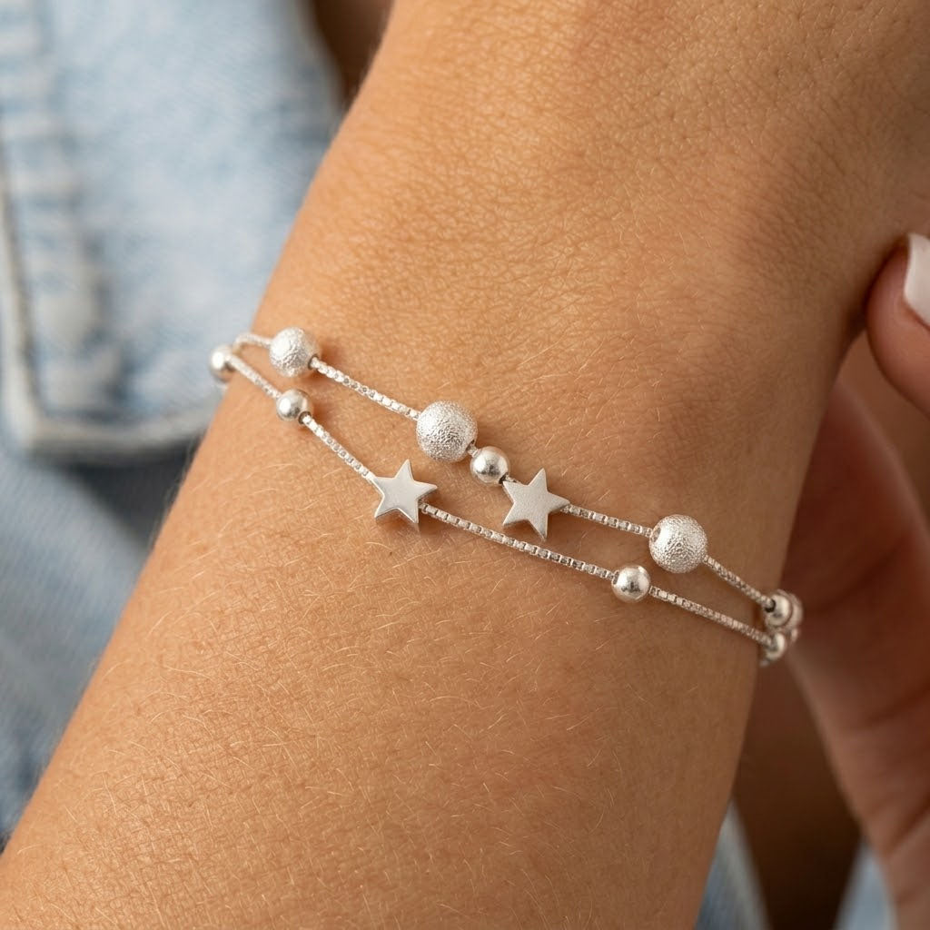 Nova – Bracelet with double chains and cosmic motif