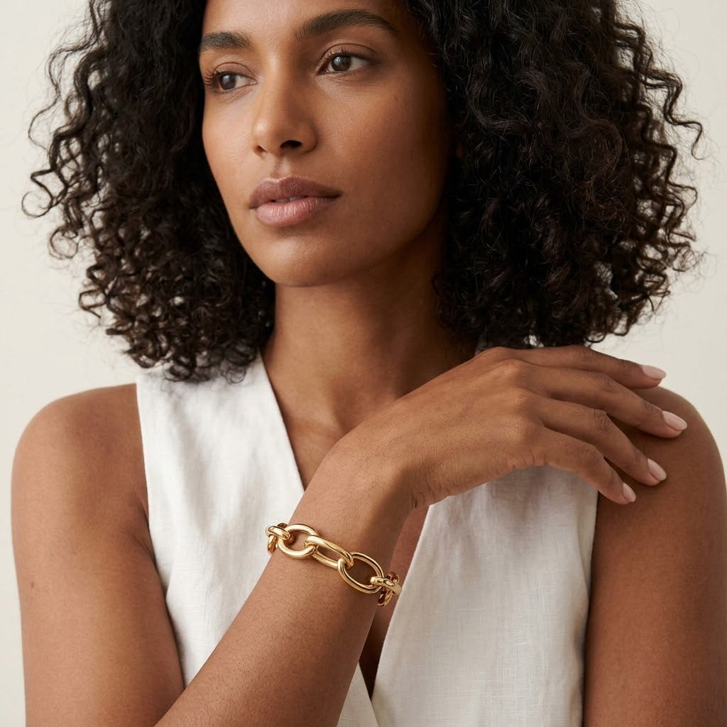 Oval Link - Manschettenarmband mit auffälligem Gliederdesign