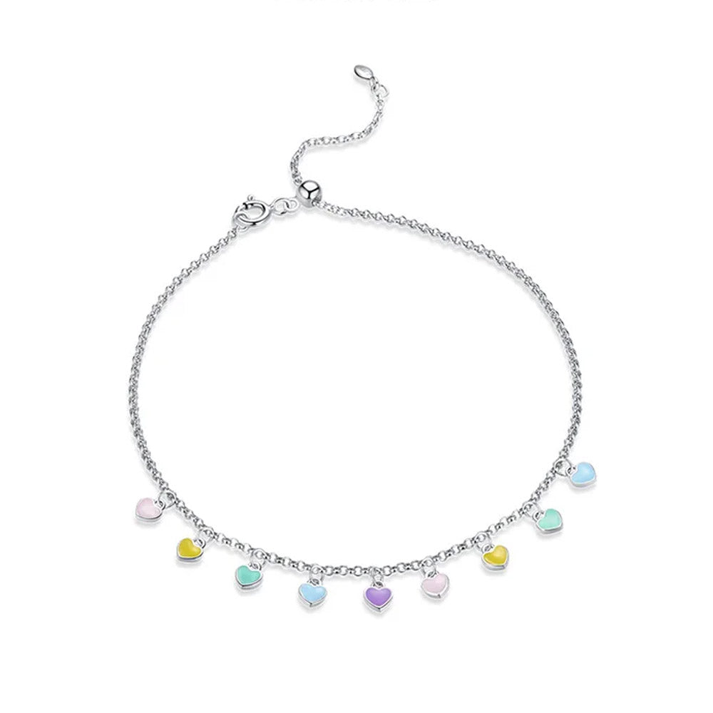 Rainbow - Enkelbandje met kleurrijke hartjes