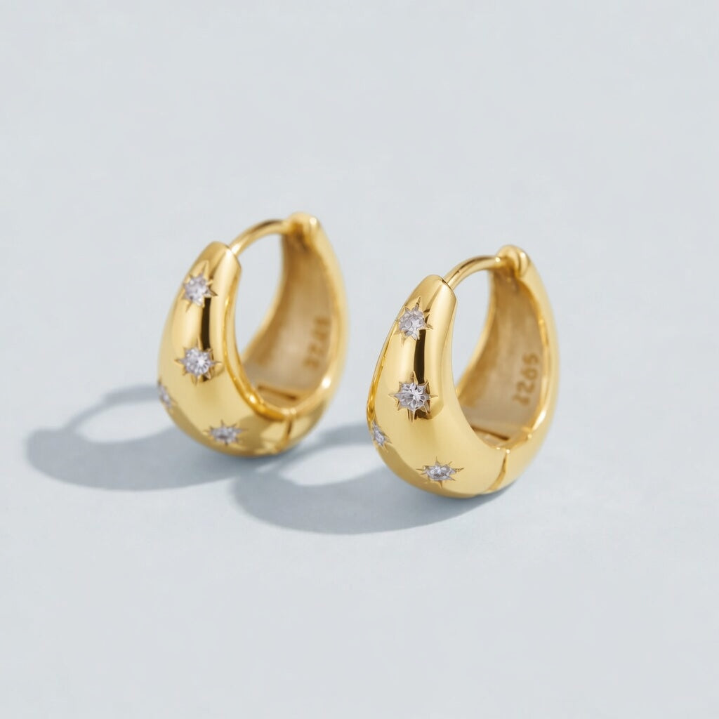 Twinkling Hoops – Classic hoops with small stars