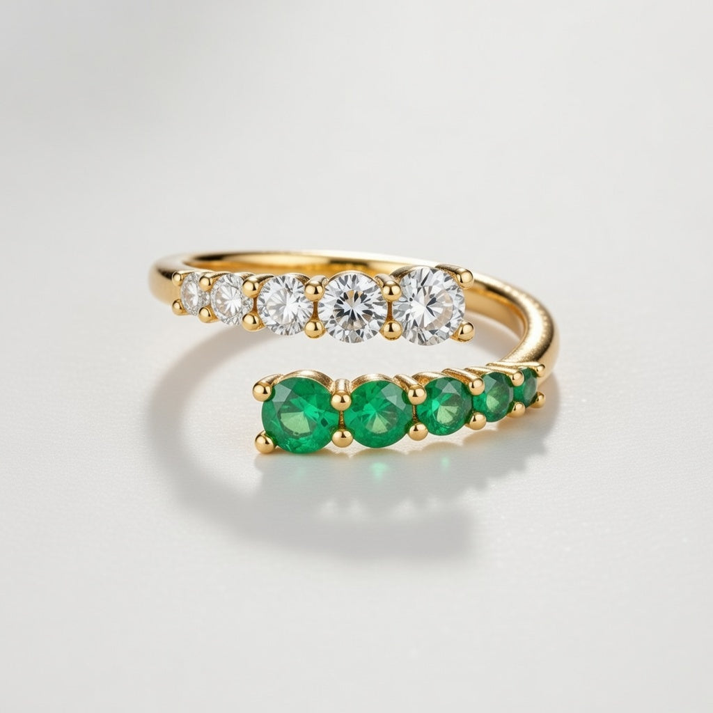 Selena – Adjustable overlap ring with stones