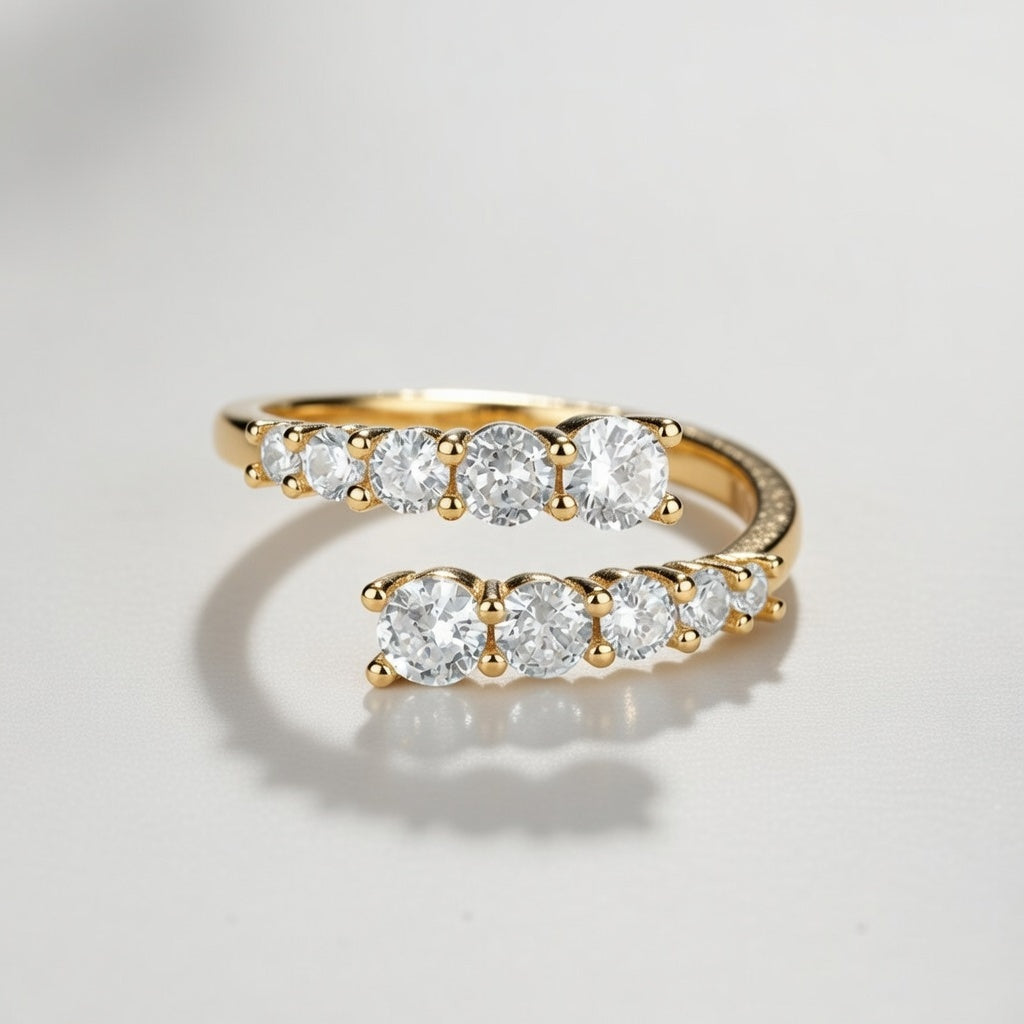 Selena – Adjustable overlap ring with stones