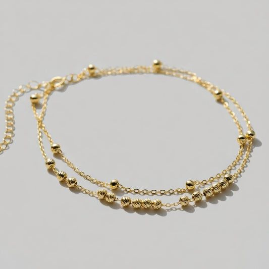 Hellvi – Anklet with double chains and small beads