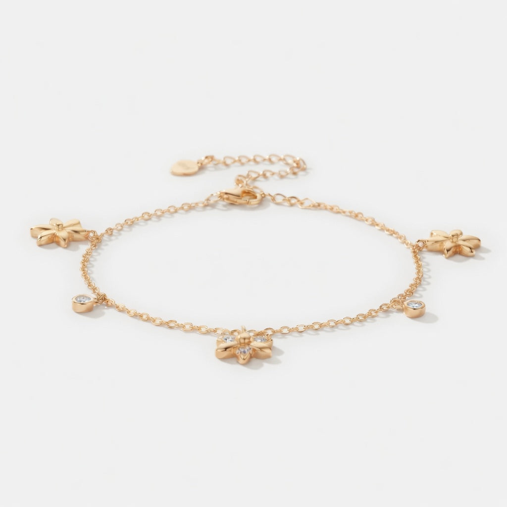 Petal - Armband mit Moissanit und Blumen