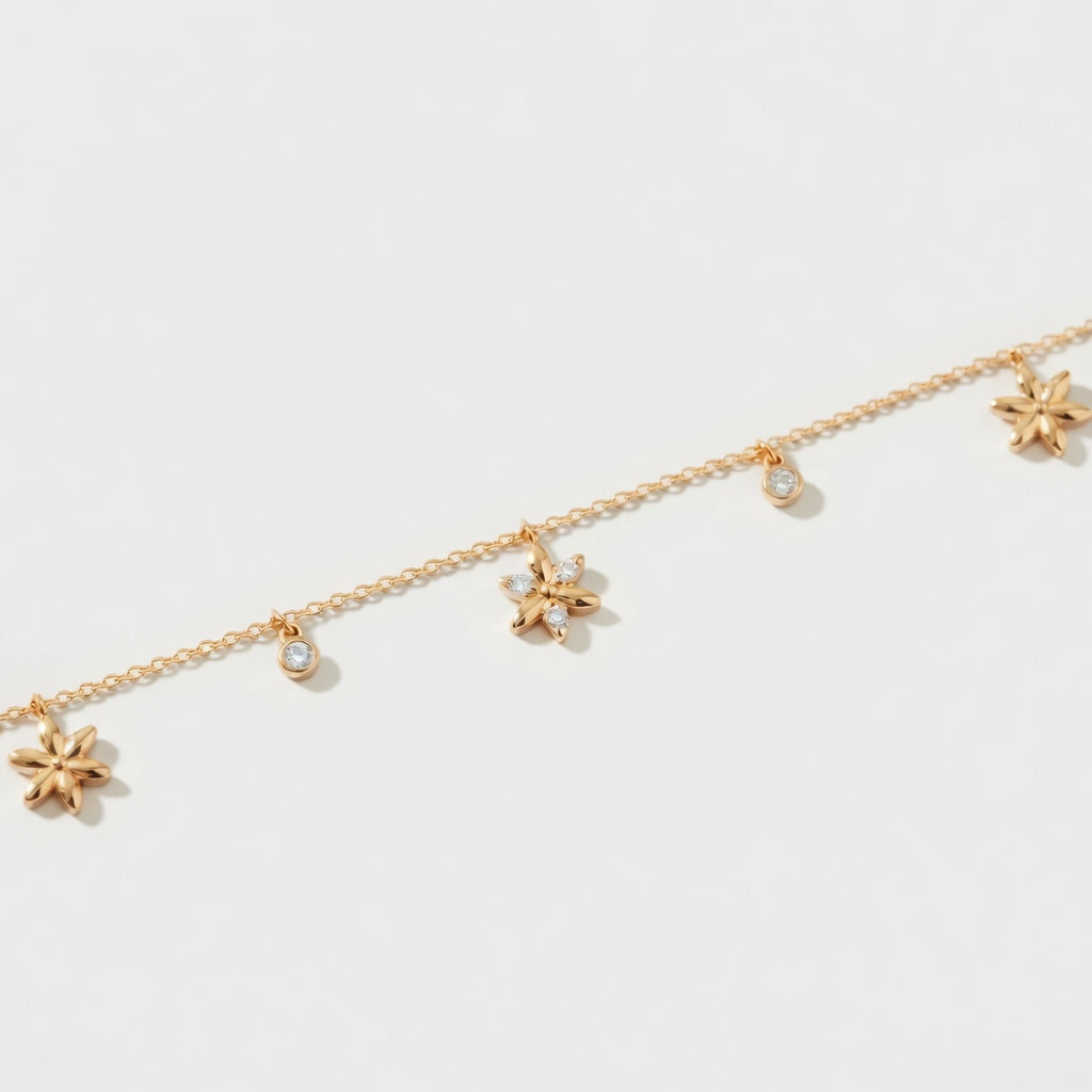 Petal - Armband mit Moissanit und Blumen