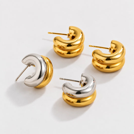 Chunky – Bold J-shaped hoops