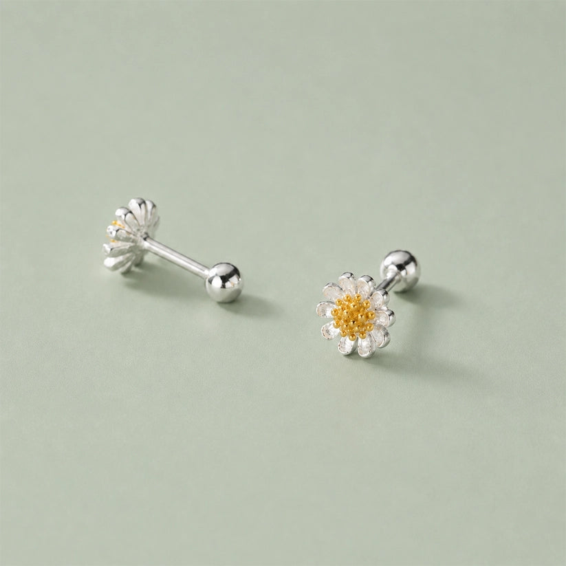 Daisy Flower - Ohrstecker mit Gänseblümchen und Schraubverschluss