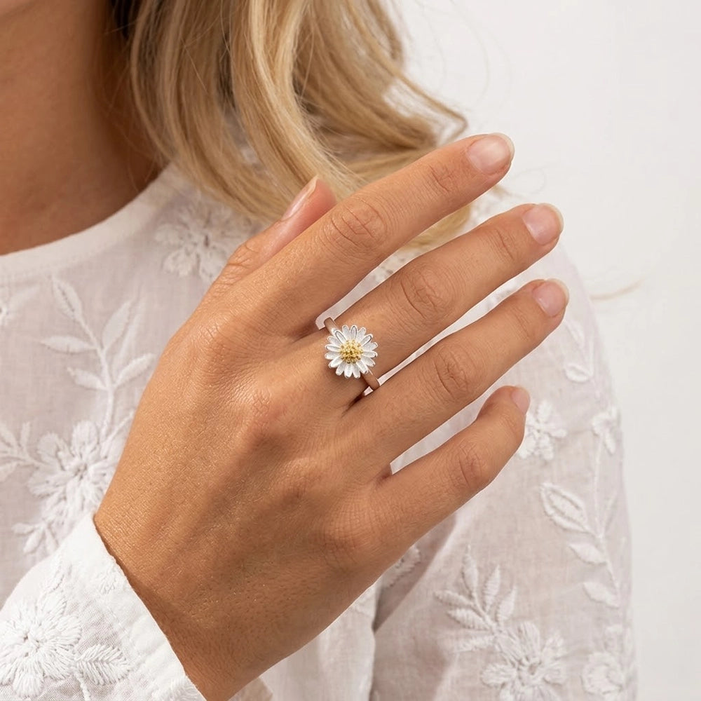 Daisy Flower - Verstellbarer Ring mit Gänseblümchen