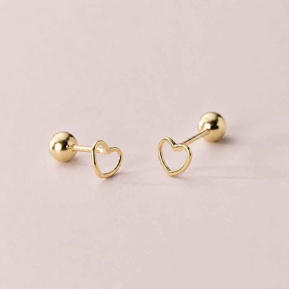 Endless Love – Stud earrings with hollow heart and screw backs