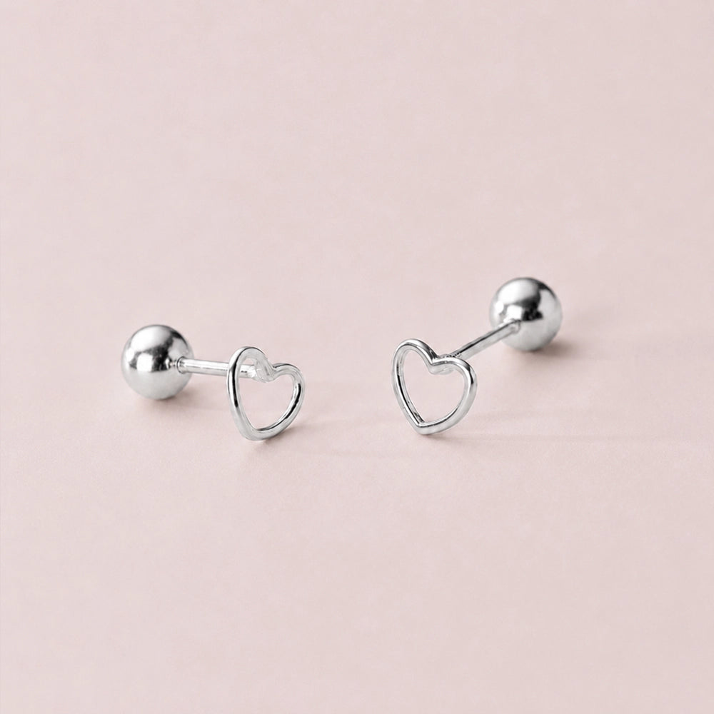 Endless Love – Stud earrings with hollow heart and screw backs