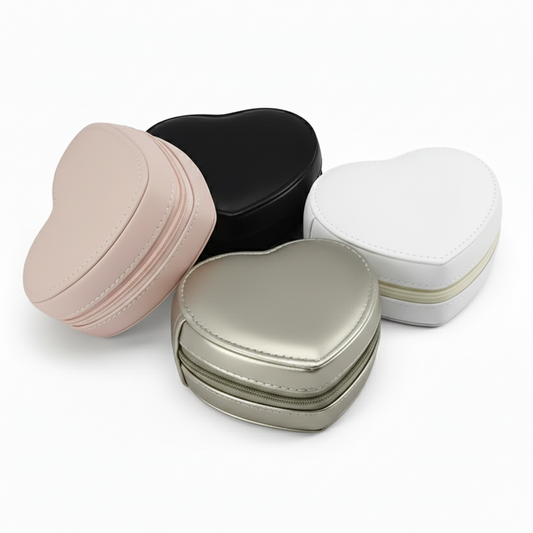 Darling Case - Herzförmiges Leder-Schmucketui mit Reißverschluss