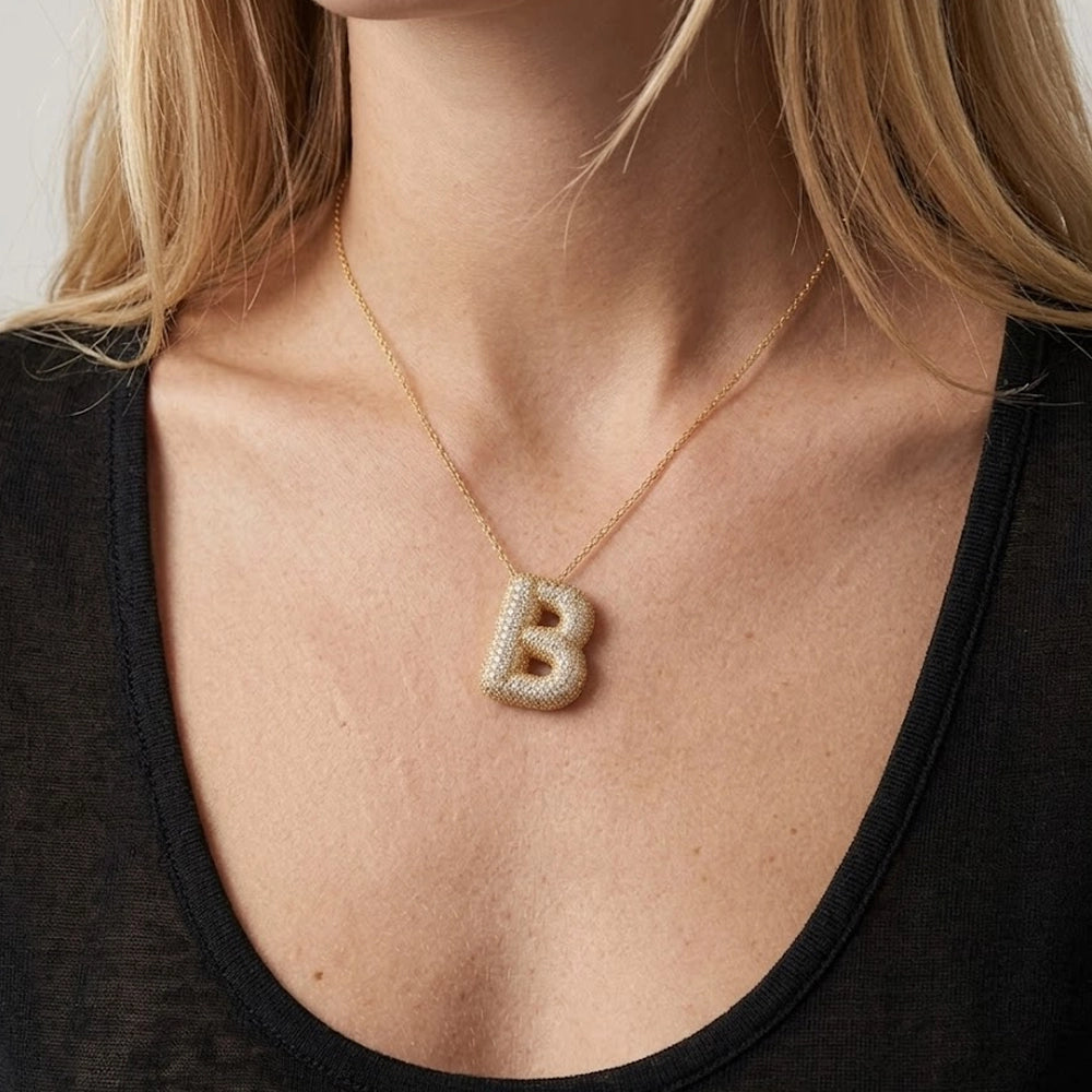Luxe Initials - Halskette mit klobigem Buchstabenmuster