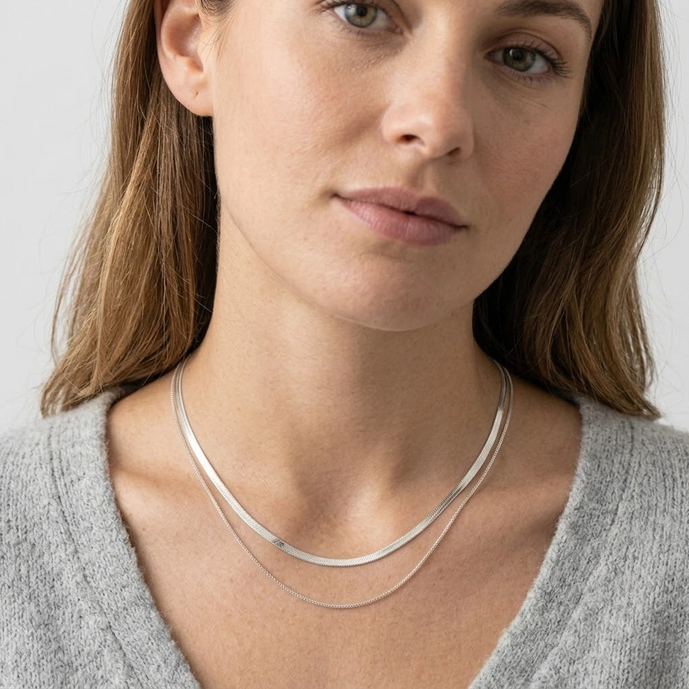 Nour – Double chain necklace with mixed thicknesses