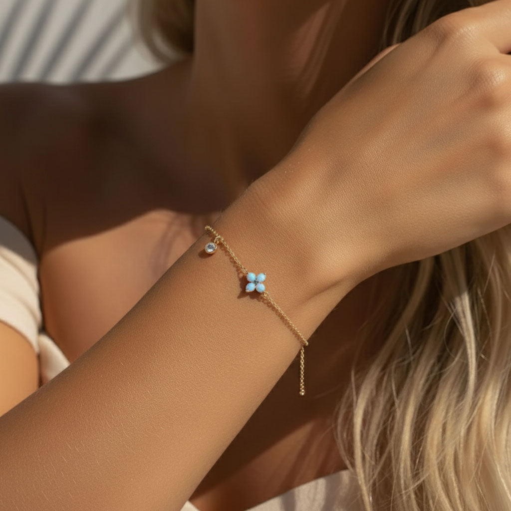 Azuralie - Armband met blauwe bloem