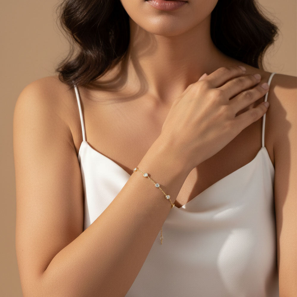 Cascade - Armband met moissanietstenen langs de ketting