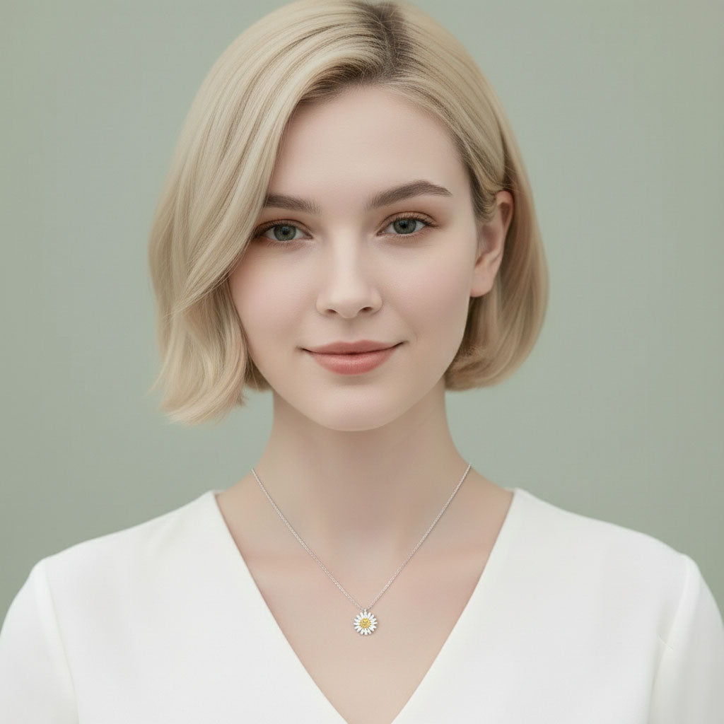 Daisy Flower - Halskette mit Gänseblümchen-Anhänger