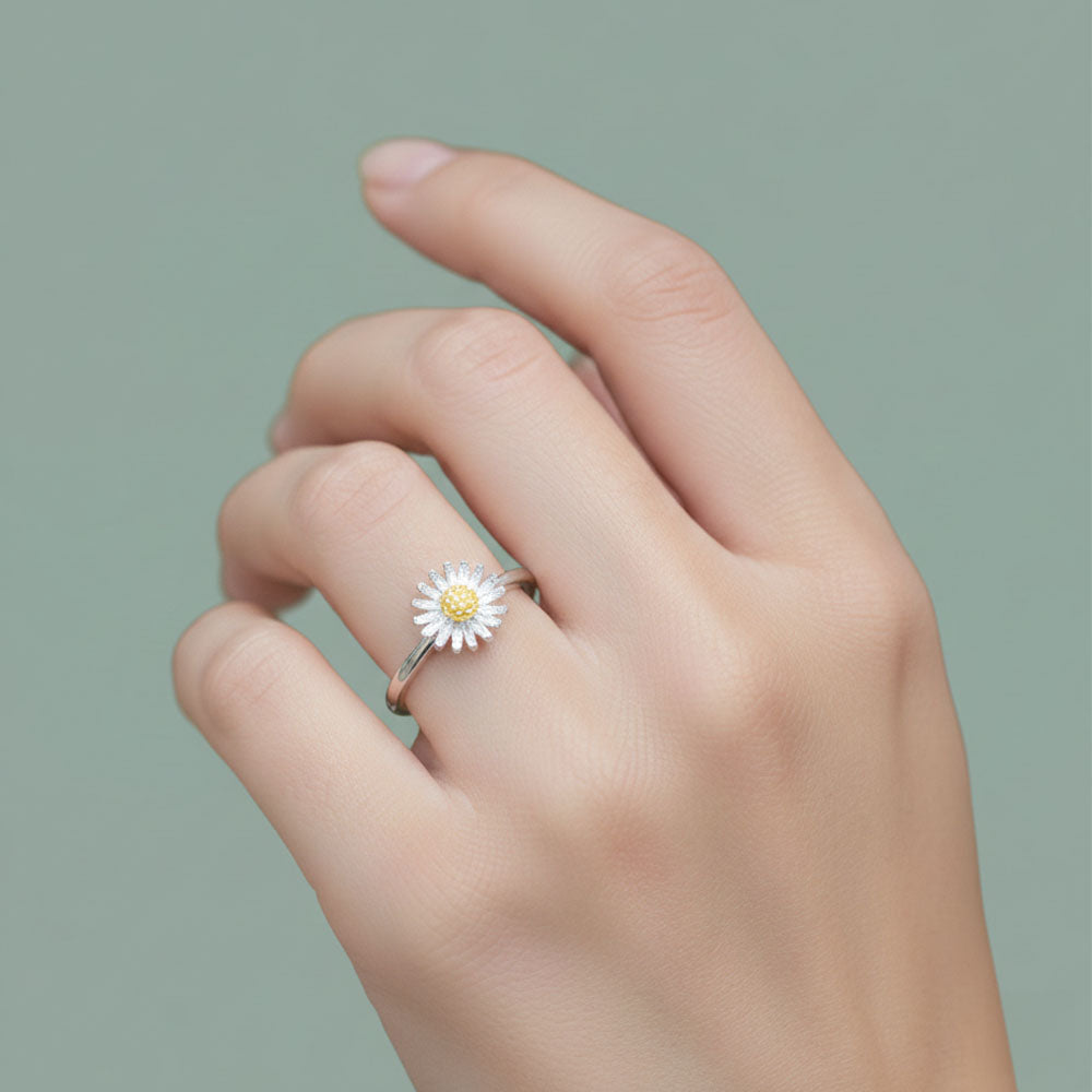 Daisy Flower - Verstellbarer Ring mit Gänseblümchen
