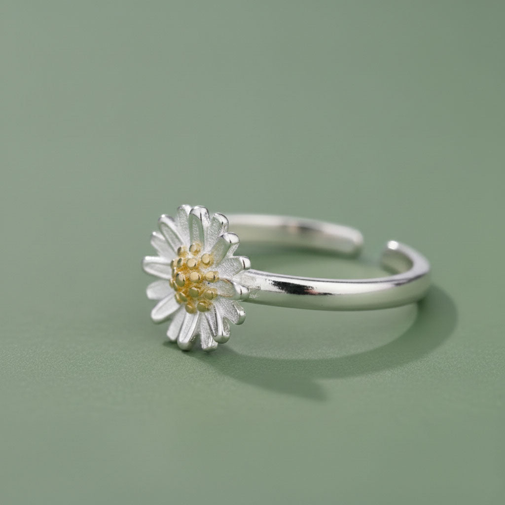 Daisy Flower - Verstellbarer Ring mit Gänseblümchen