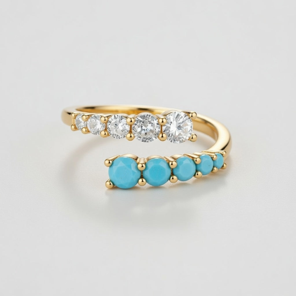 Selena – Adjustable overlap ring with stones