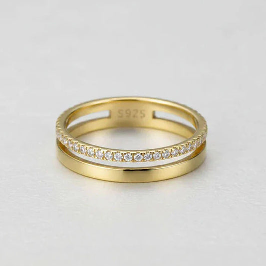 Dotted Diamant - Dubbele bandring met stenen