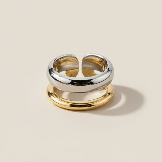 Dual Layer - Verstellbarer Ring in Silber- und Goldtönen