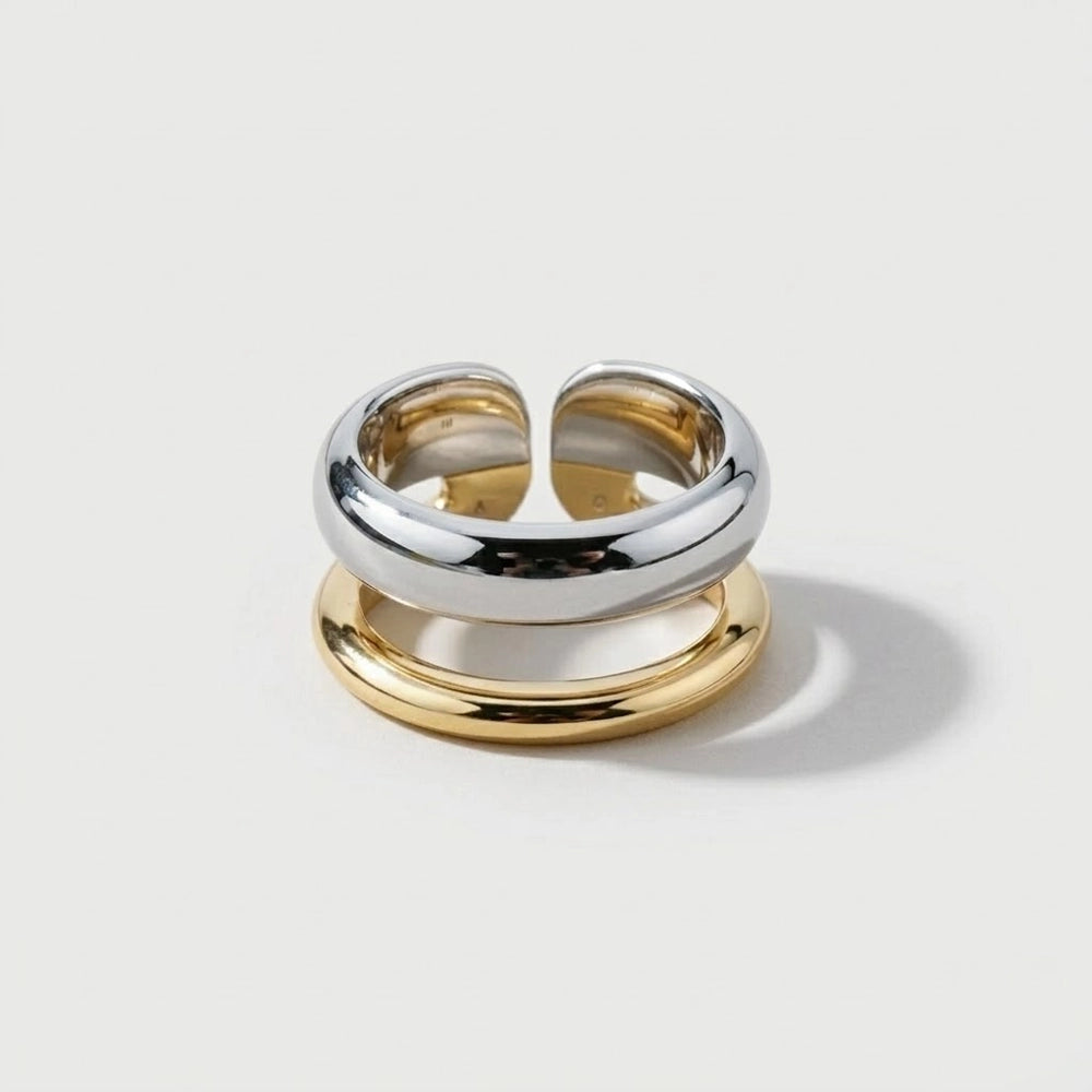 Dual Layer - Verstellbarer Ring in Silber- und Goldtönen