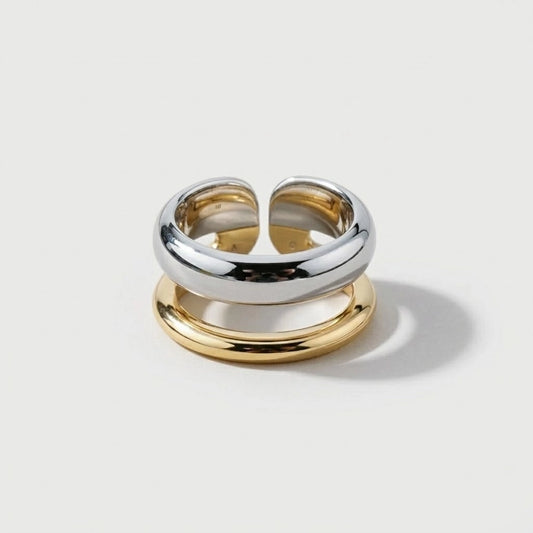 Dual Layer - Verstellbarer Ring in Silber- und Goldtönen