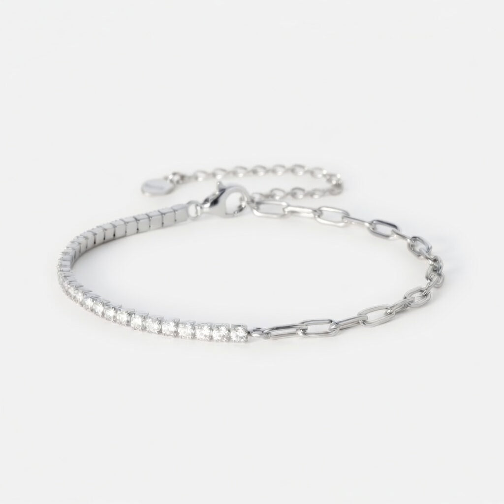 Edel – Tennis bracelet with partial anchor chain
