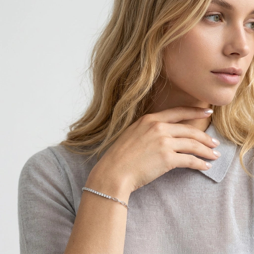 Edel – Tennis bracelet with partial anchor chain