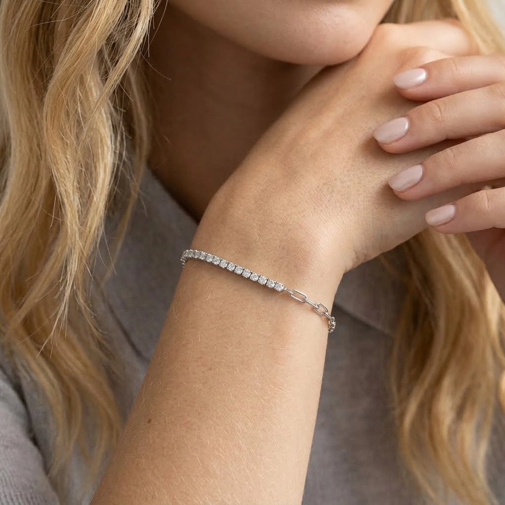 Edel – Tennis bracelet with partial anchor chain