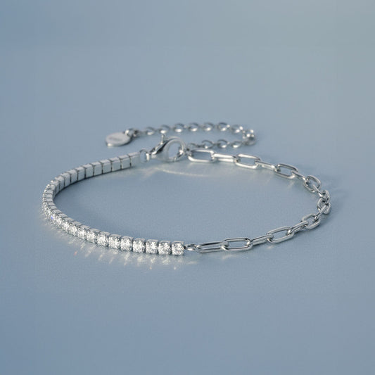 Edel - Tennisarmband mit teilweiser Ankerkette