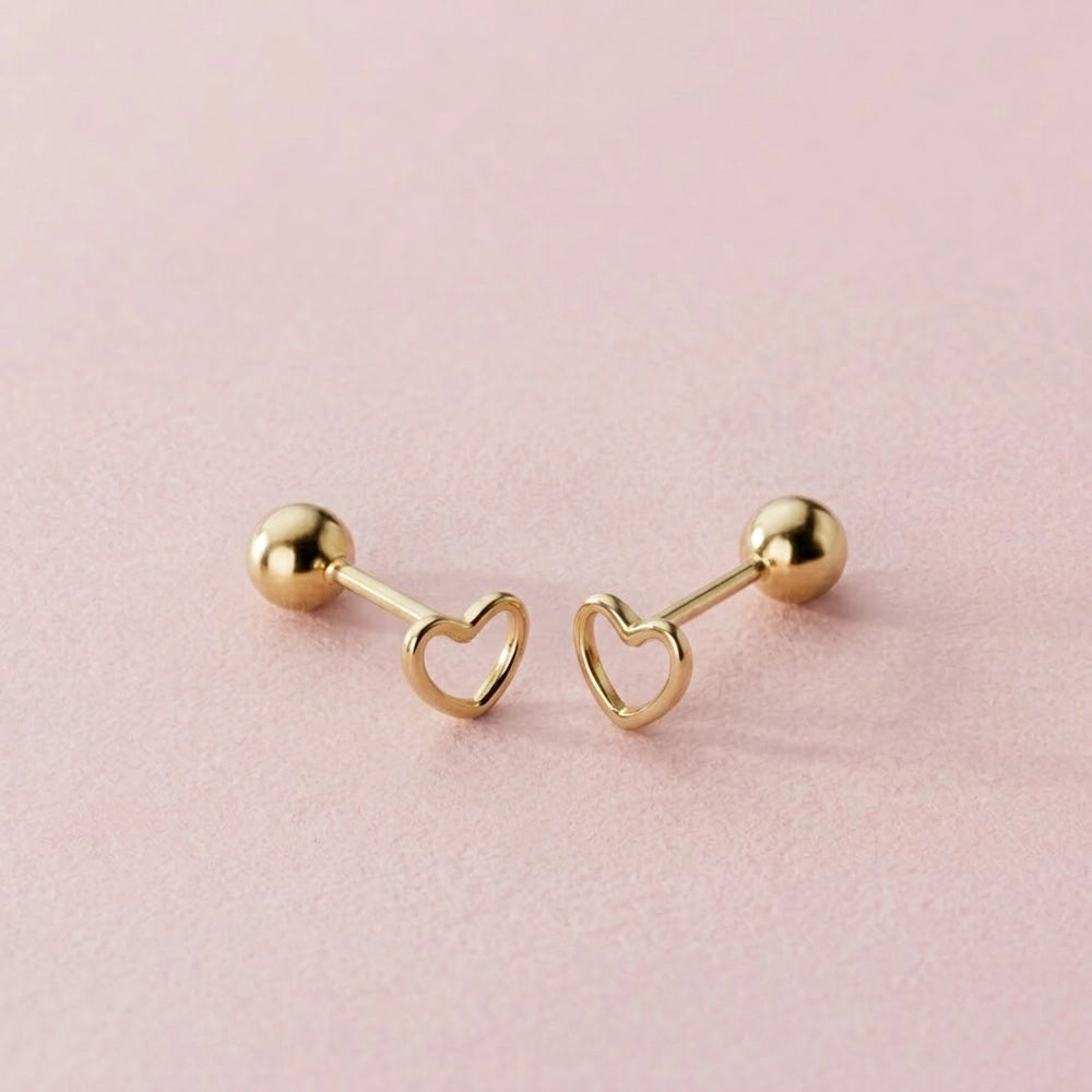 Endless Love – Stud earrings with hollow heart and screw backs