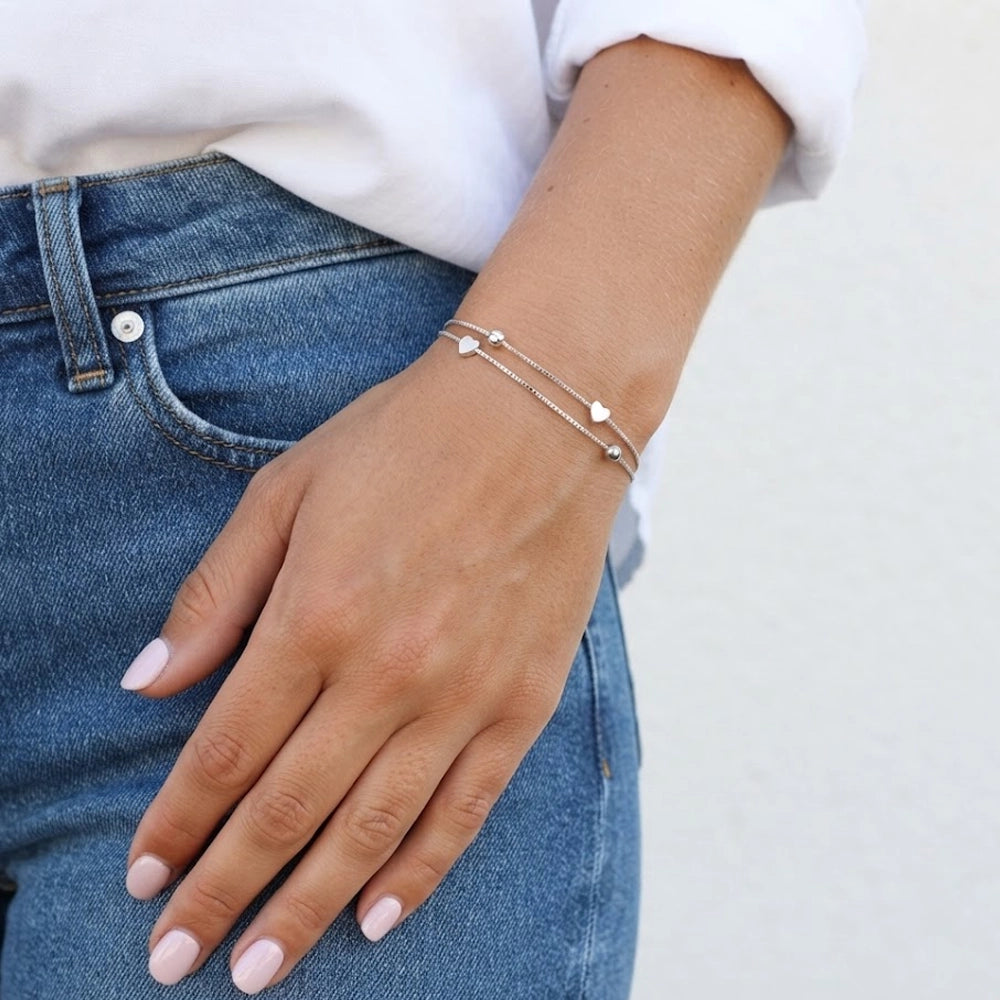Evelyn - Armband mit Doppelketten und kleinen Herzen
