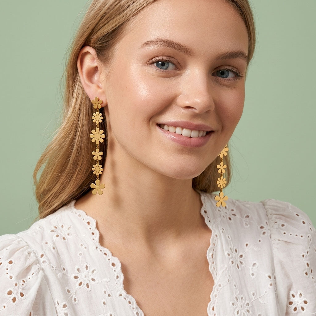 Floral Dreams - Quastenohrringe mit Blumenmuster