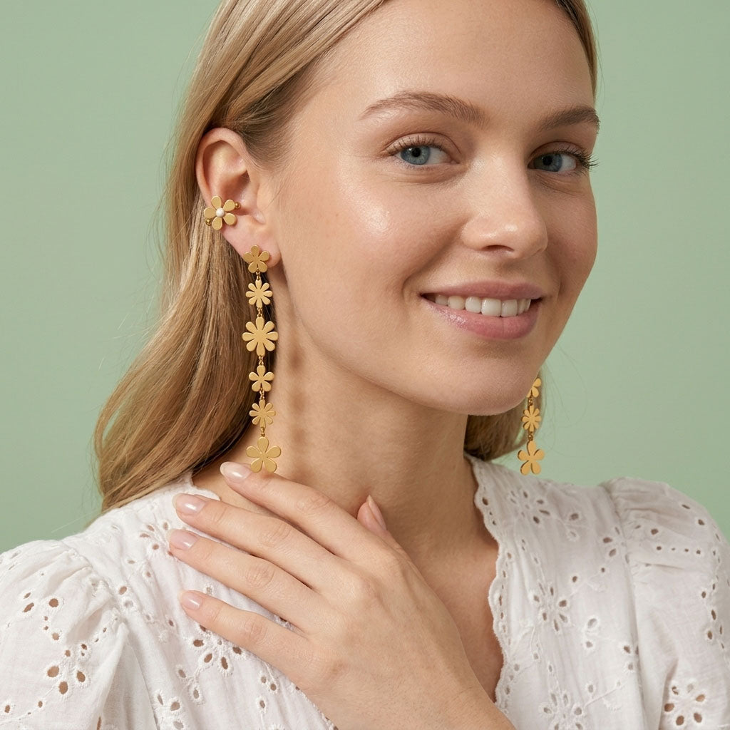 Floral Dreams - Quastenohrringe mit Blumenmuster