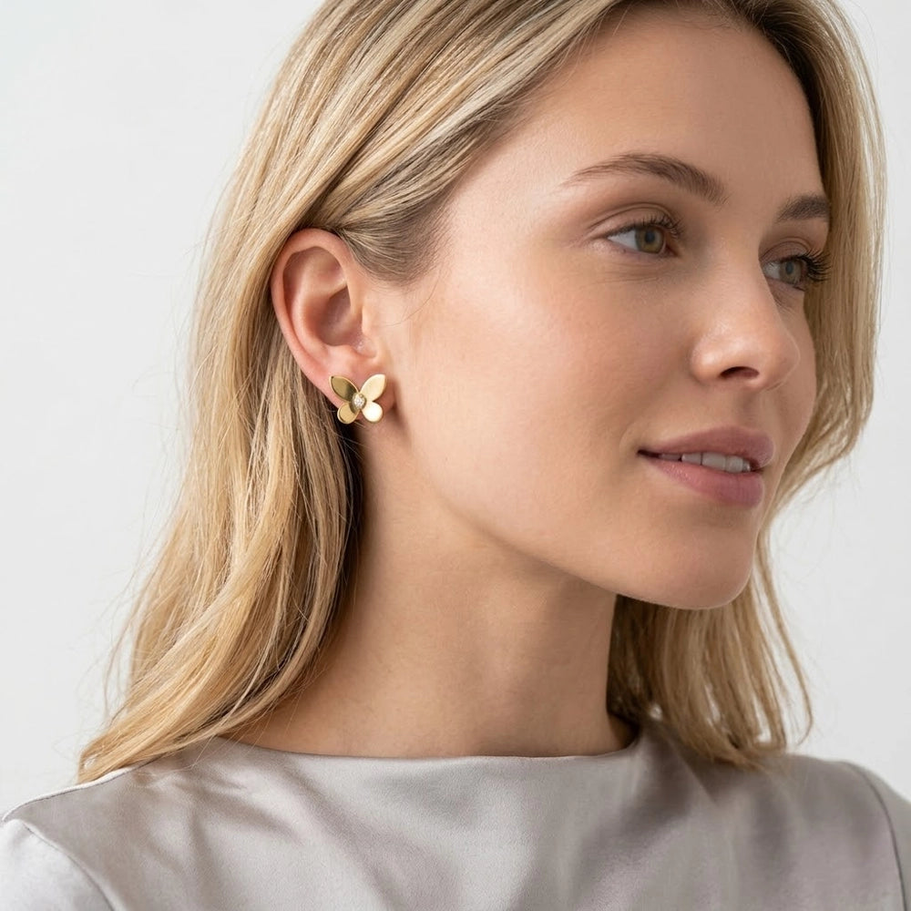 Golden Bloom - Ohrstecker mit Blumenmuster
