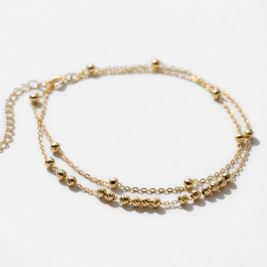 Hellvi – Anklet with double chains and small beads