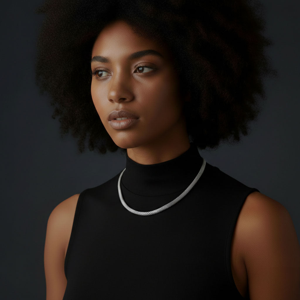 Indra - Choker halsketting met bredere ketting