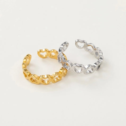 Lova - Verstellbarer Ring mit miteinander verbundenen Herzen