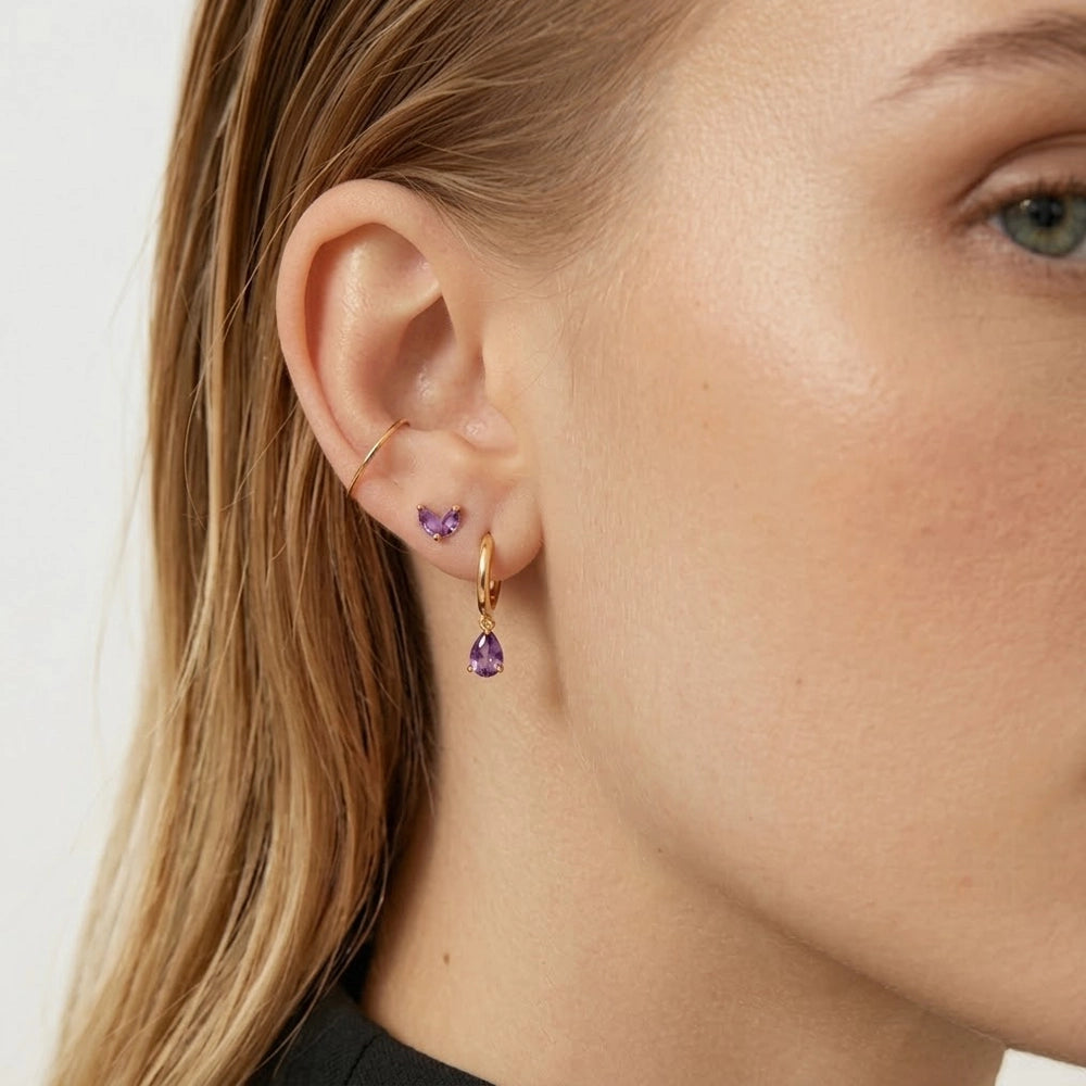Lovebirds – Small stud earrings with stones in various colors