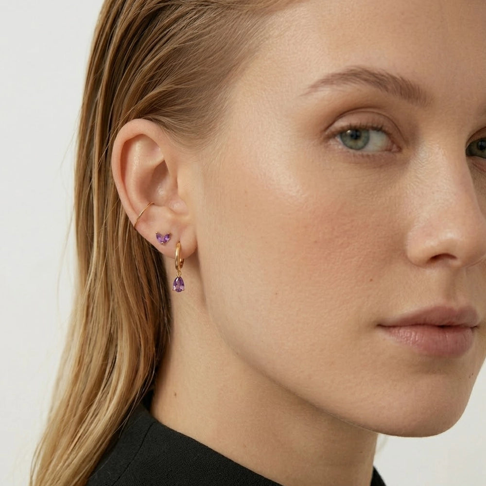 Lovebirds – Small stud earrings with stones in various colors