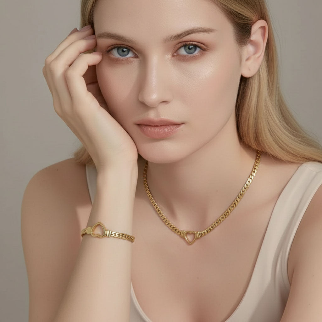 Lovis - Armband met dikke ketting en hartje