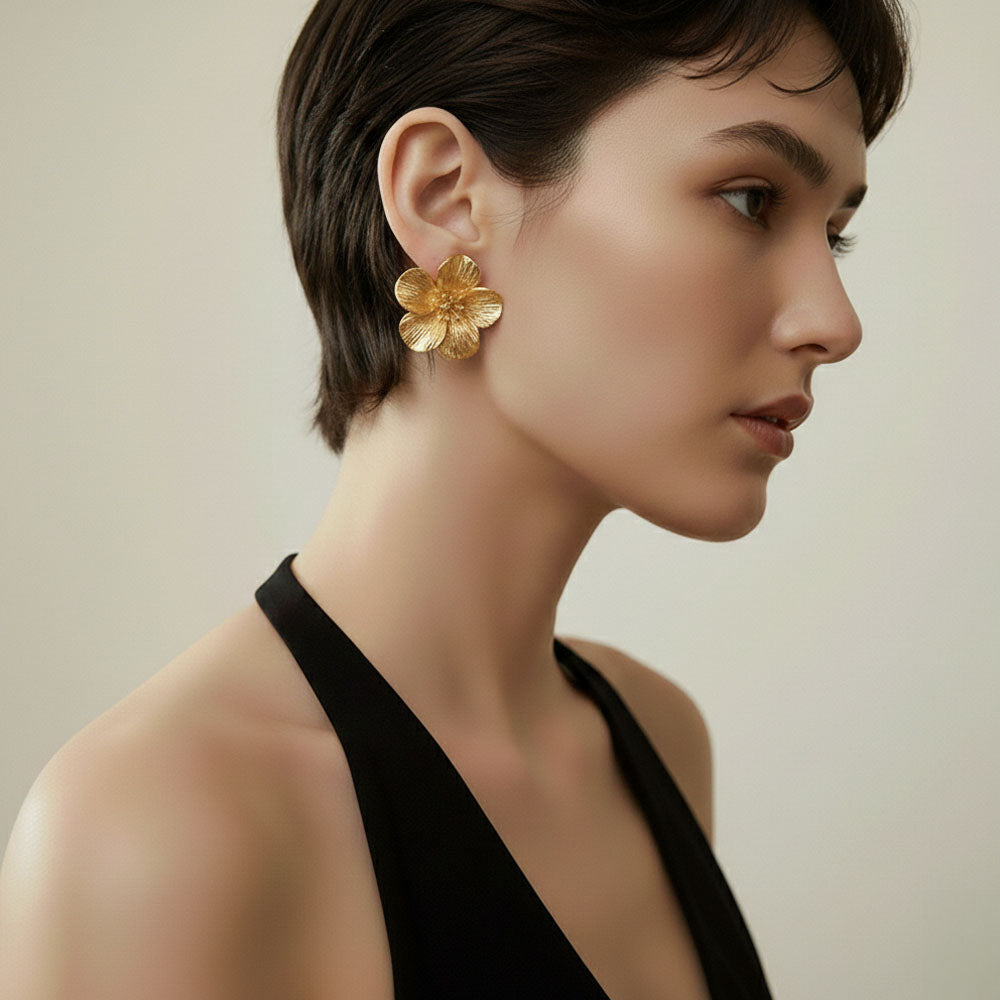 Magnolia - Oorbellen met grote bloem