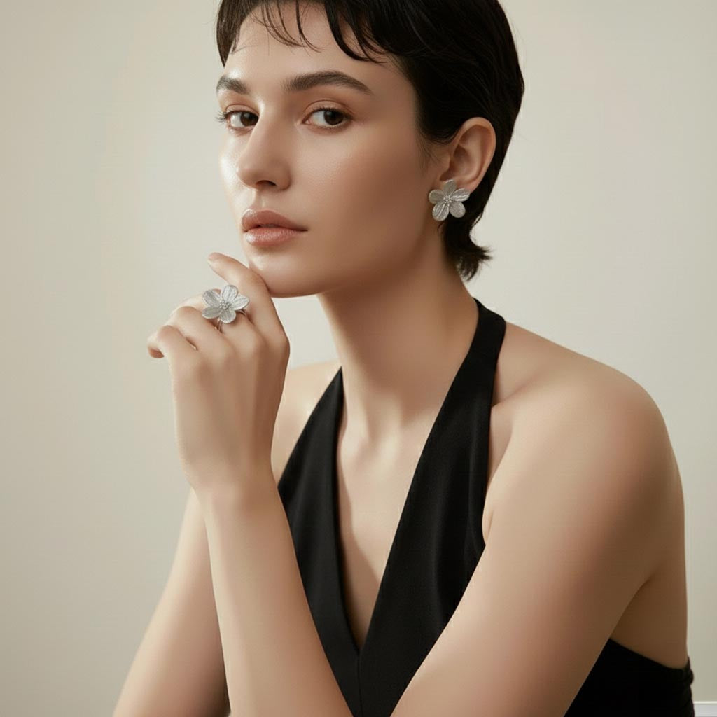 Magnolia - Verstelbare ring met grote bloem