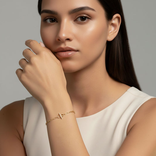 Metro Chic - Armband mit Ankerkette und steinbesetztem Detail