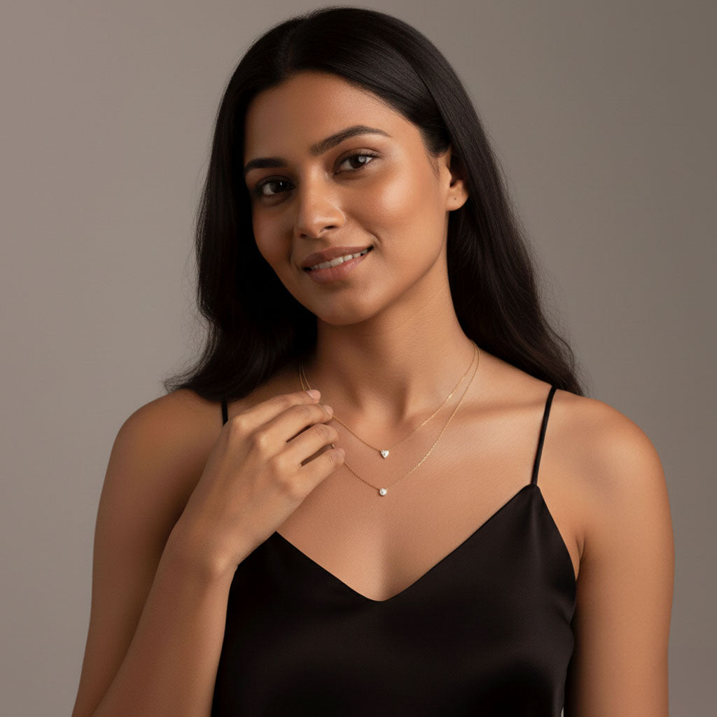 Passione - Ketting met pavé gezette hartvormige hanger